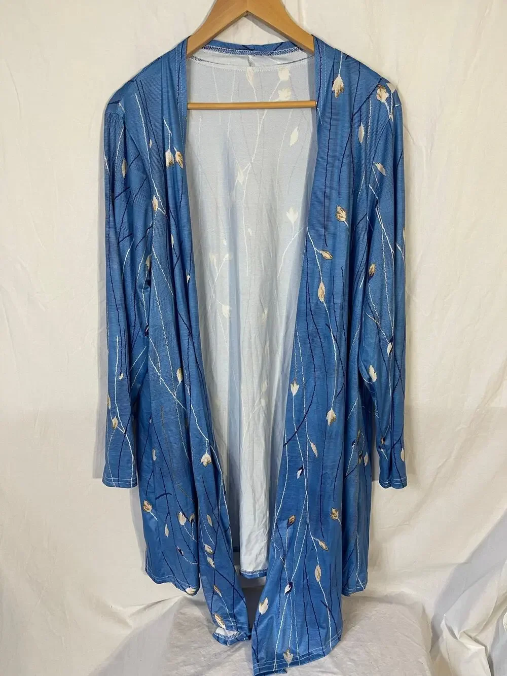 Womens blue vines and flowers sweater cardigan